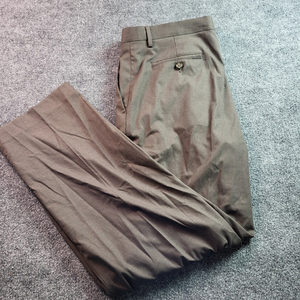 Murano Mens Dress Pants 38x32 Brown Viscose Blend Trousers Career